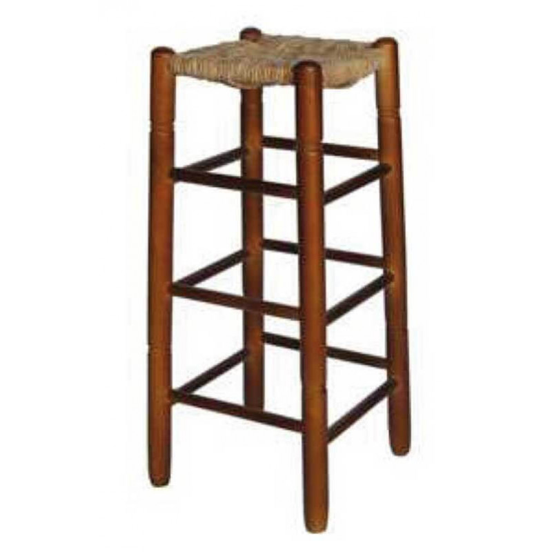 Taburete madera chopo asiento cuadrado y de enea 78 constante