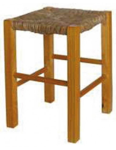 Taburete barra cuadrada asiento puesto madera pino anea-enea