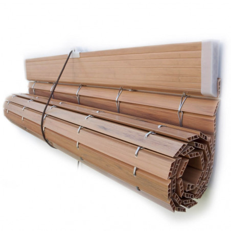 Persiana alicantina plástico color madera imitación lateral semidesarrollada lateral comprogar