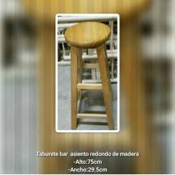 CS - Taburete para bar madera de chopo asiento redondo 75