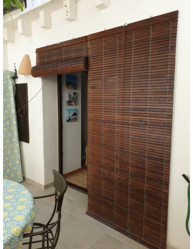 EB ESTORES BARATOS Persiana Alicantina Exterior/Persiana de Madera Exterior Enrollable Medidas: 40cm x 60cm Medida Ancho X Alto Color: Avellana Contactaremos para su Ajuste sin Cargo