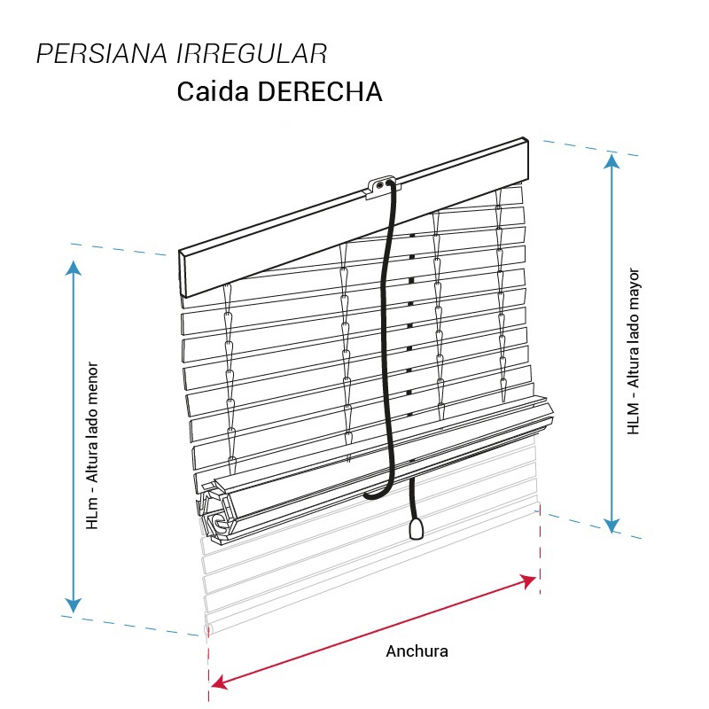 inclinación derecha vista por delante persiana alicantina